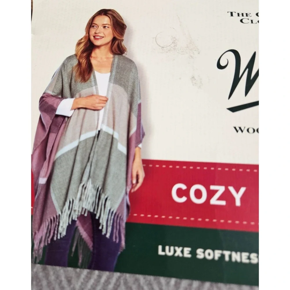 Woolrich Cozy Blanket Wrap Fringed Reagan Shawl Luxe Travel Womens One Size‎ NWT